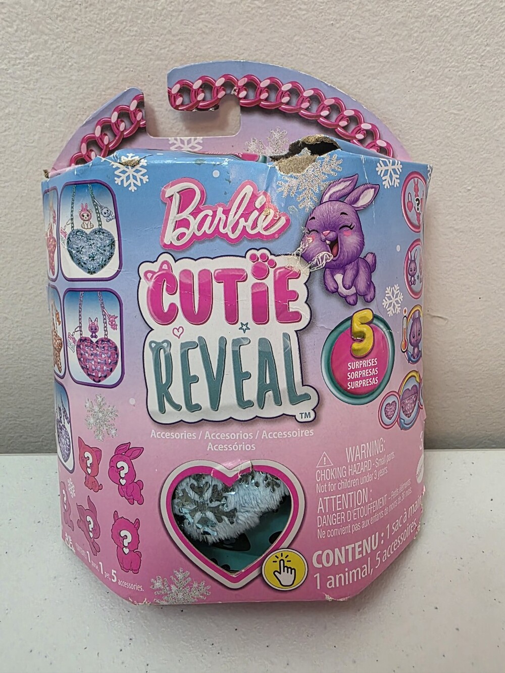 Barbie Cutie Reveal Surprise Blue Fluffy Purse, 5 Surprises - Discontinued Toy